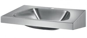 Vegghengt rustfri servant – Trapez – med armaturhull