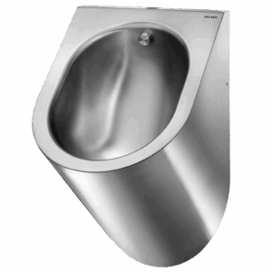 Vegghengt rustfritt urinal Delta, åpen anslutning.