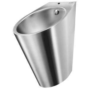 Delabie vegghengt rustfri urinal, modell FINO. Anslutning på topp.