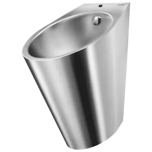 Delabie vegghengt rustfri urinal, modell FINO. Anslutning på topp.